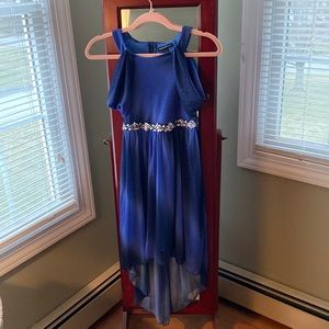 Blue & black ombré girls formal dress size 12 with a beading around the waist